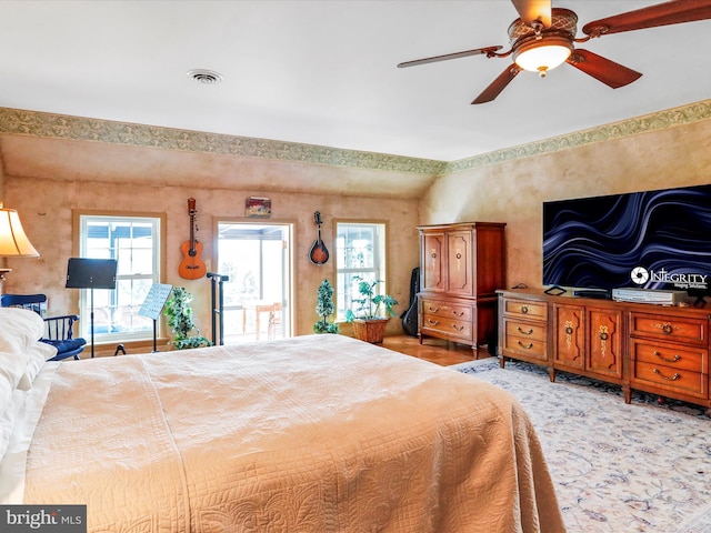 bedroom with visible vents