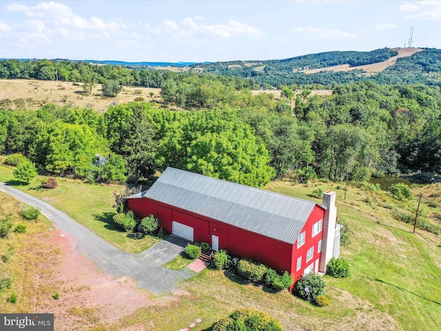 aerial view with a forest view