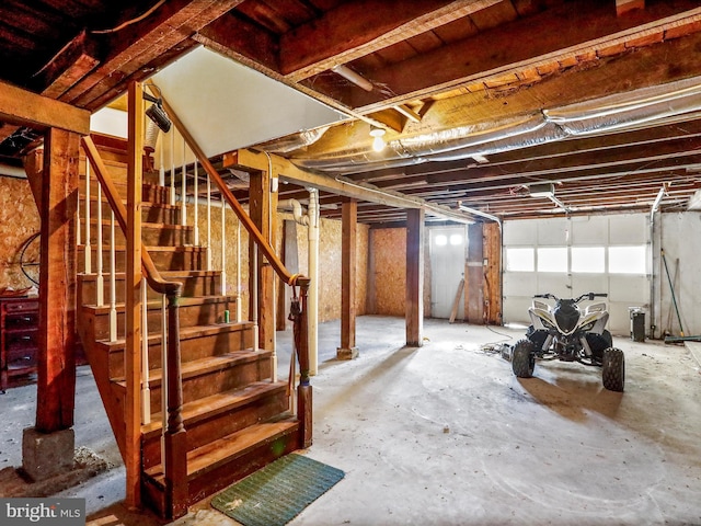 below grade area featuring stairs