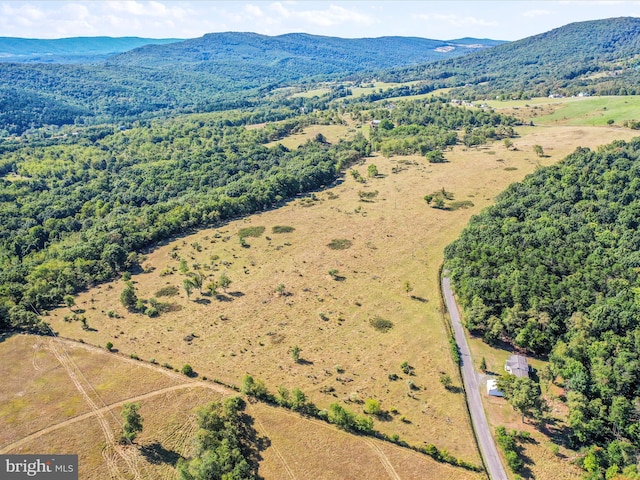 bird's eye view with a mountain view