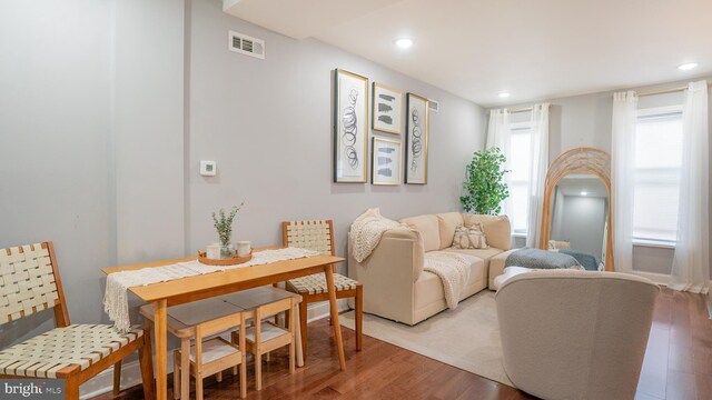 living room featuring wood-type flooring