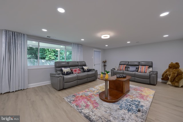 living room featuring light hardwood / wood-style flooring