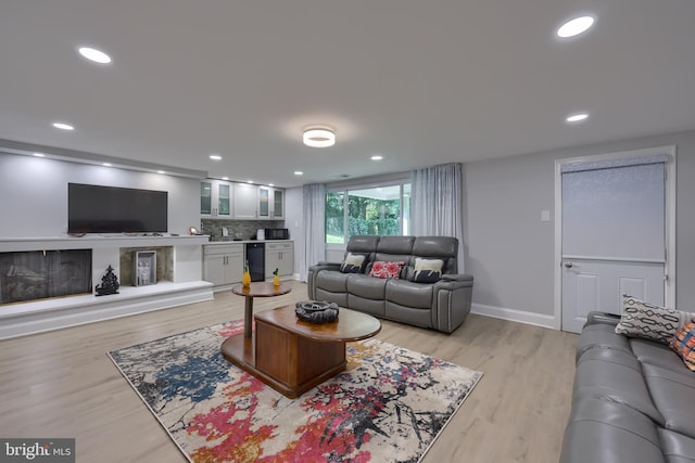 living room with light wood-type flooring