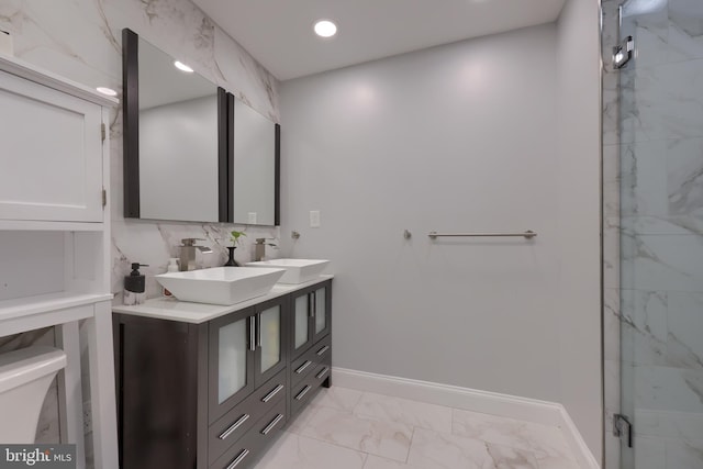 bathroom with tile patterned flooring, toilet, and dual bowl vanity