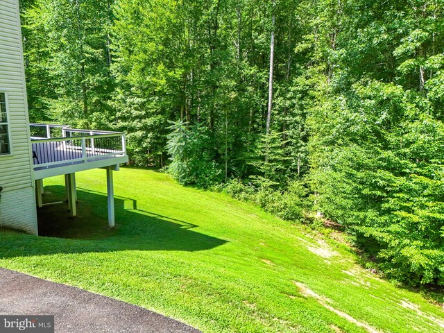 view of yard featuring a wooden deck