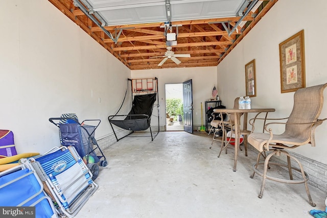 garage with a garage door opener