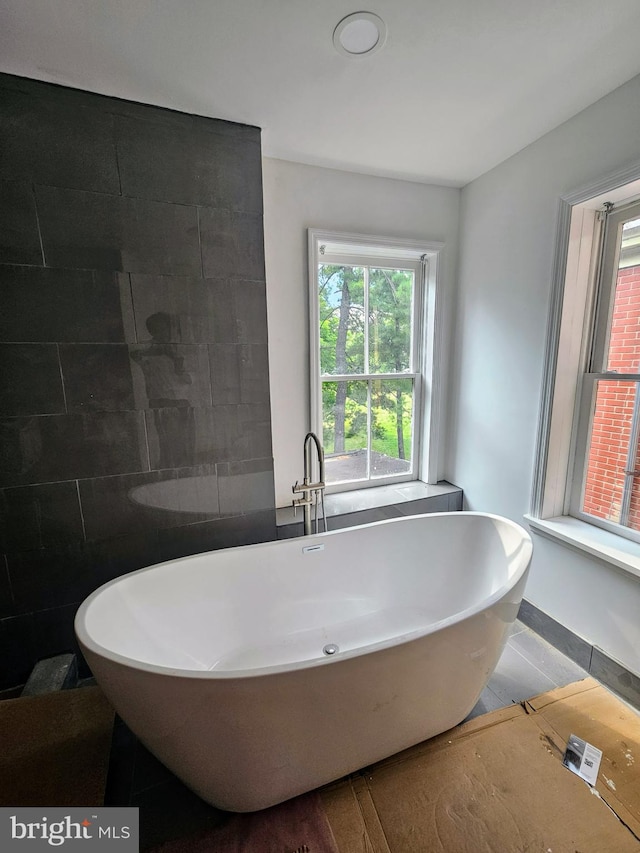 bathroom with tile patterned flooring