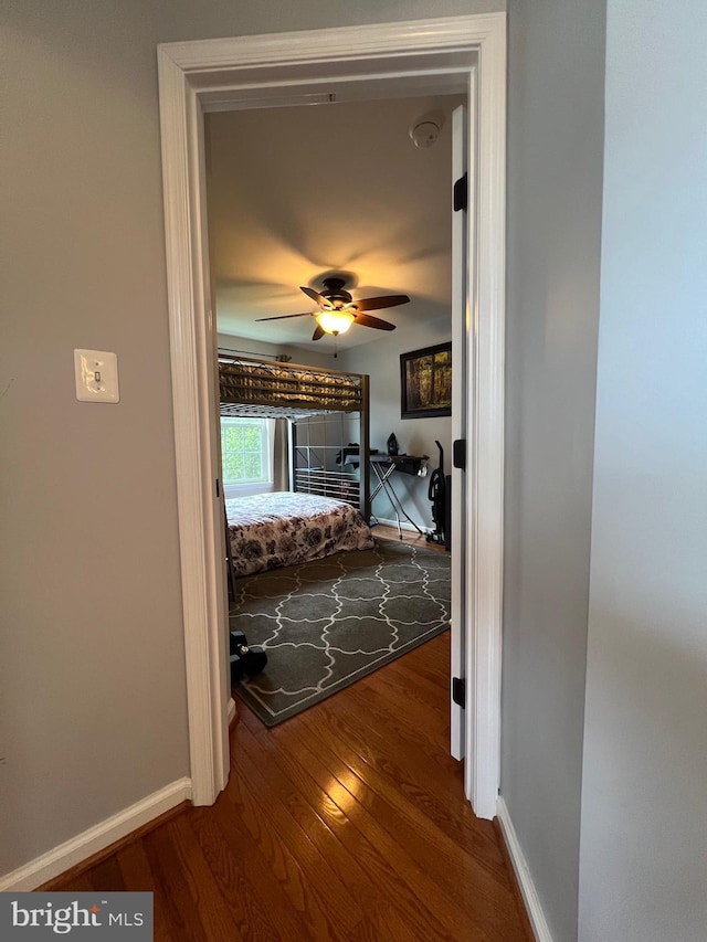 hallway with hardwood / wood-style floors