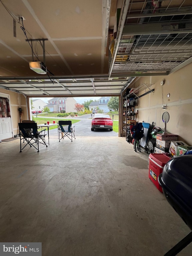 garage with a garage door opener