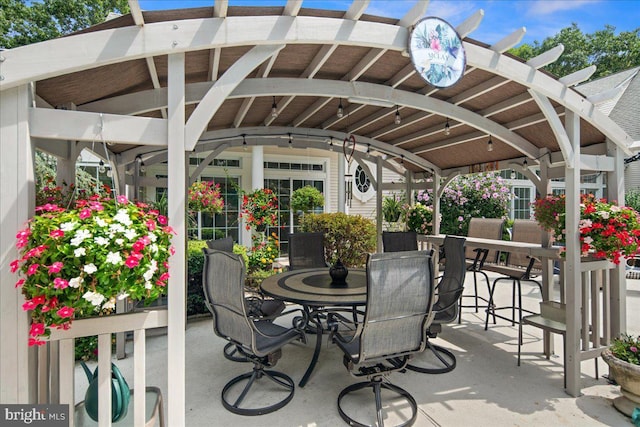 view of patio with a pergola