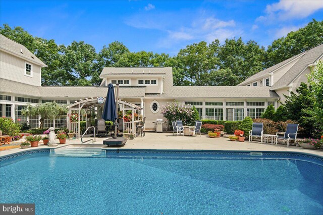 view of swimming pool with a patio area