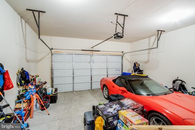 garage with a garage door opener