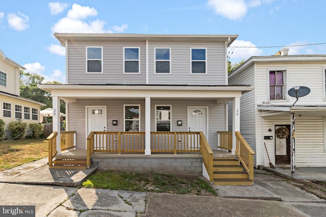 view of front of property featuring covered porch