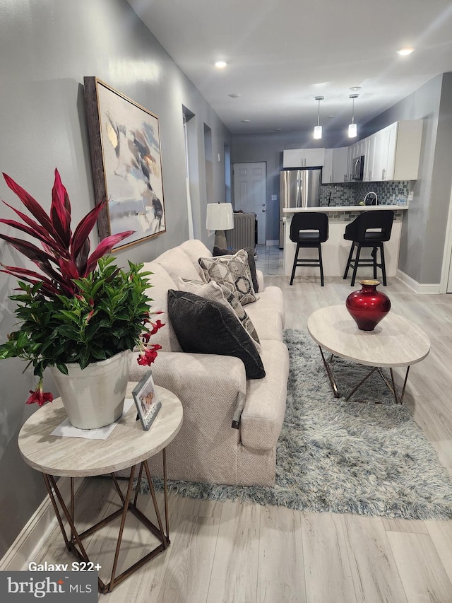 living room featuring light hardwood / wood-style flooring