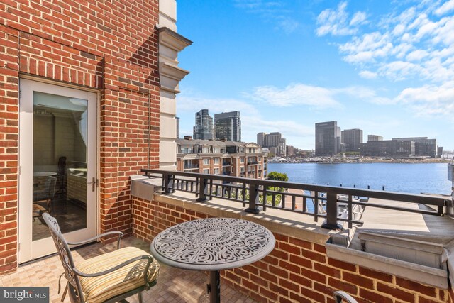 balcony with a water view