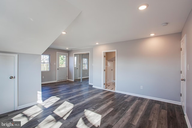 foyer entrance featuring dark wood-type flooring