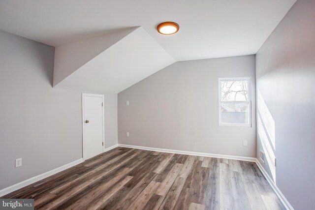 additional living space featuring wood-type flooring and lofted ceiling