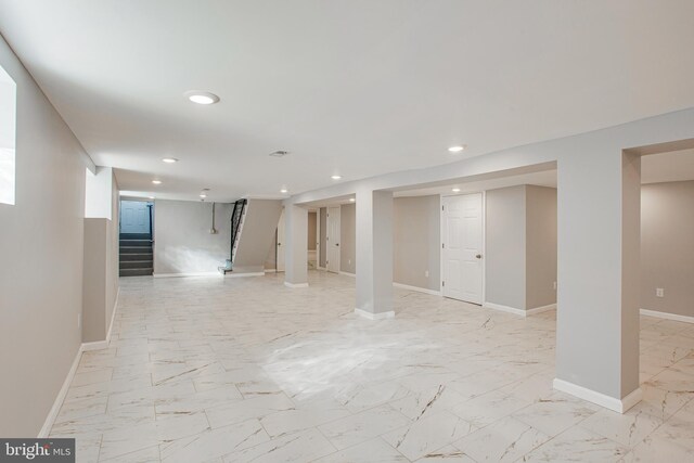 interior space featuring light tile patterned floors