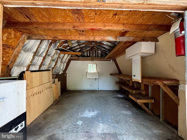 view of unfinished attic