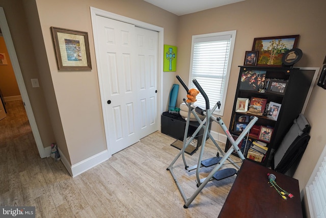 interior space with light hardwood / wood-style flooring