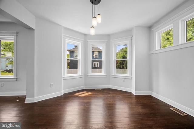 interior space with dark wood-type flooring