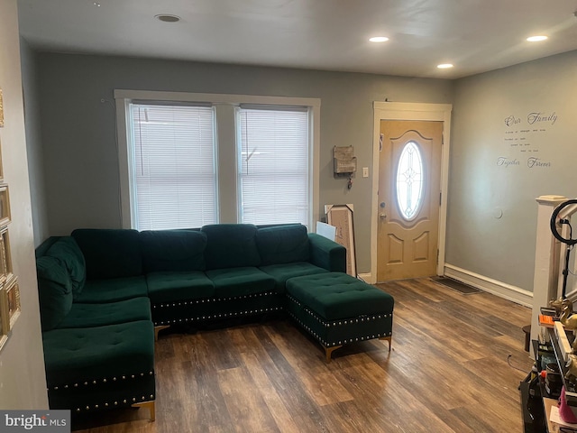 living room with hardwood / wood-style floors