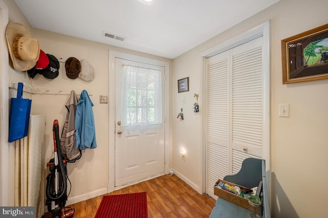 entryway featuring hardwood / wood-style flooring