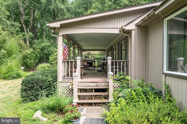 wooden deck with a porch