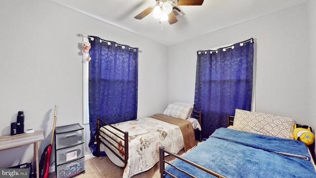 bedroom featuring ceiling fan