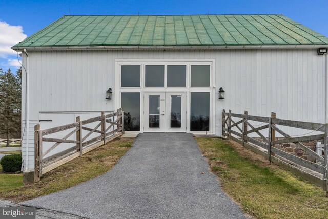 exterior space featuring french doors