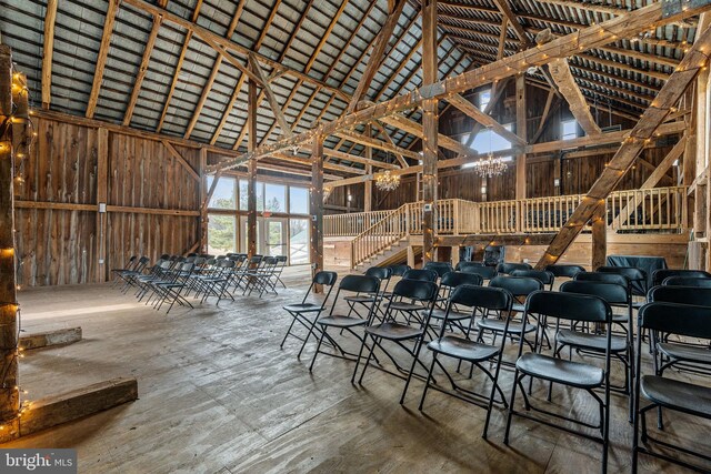 misc room featuring high vaulted ceiling