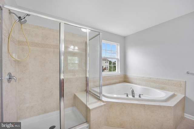 bathroom with plus walk in shower