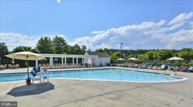 view of pool featuring a patio area