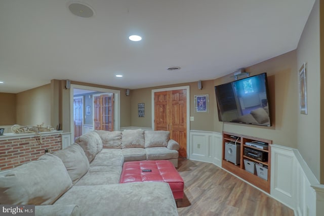 living room with light wood-type flooring