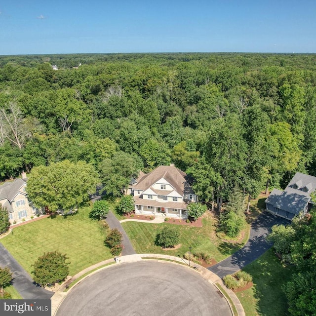 aerial view with a forest view