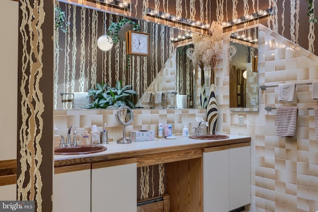 interior space featuring a sink and decorative backsplash