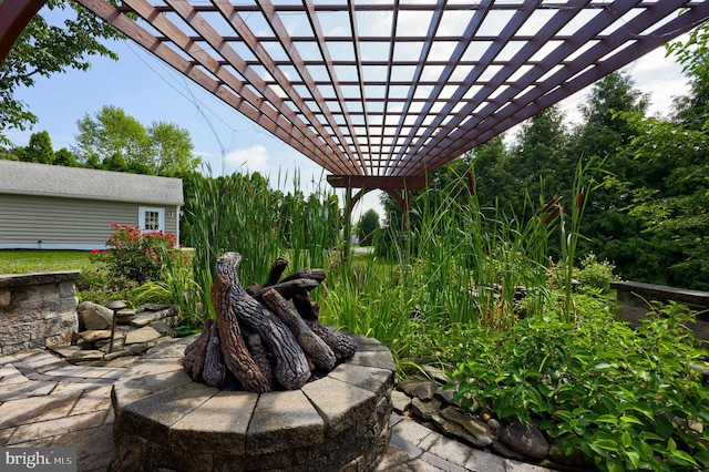 view of patio / terrace featuring a pergola