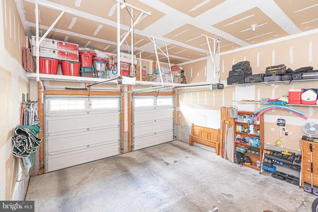 garage with a garage door opener