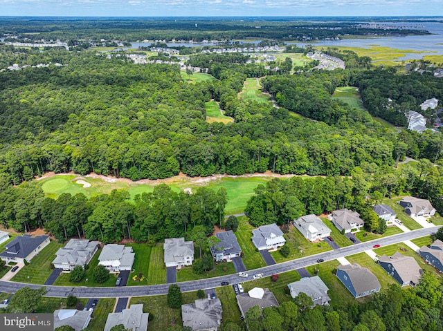 bird's eye view with a water view and a residential view