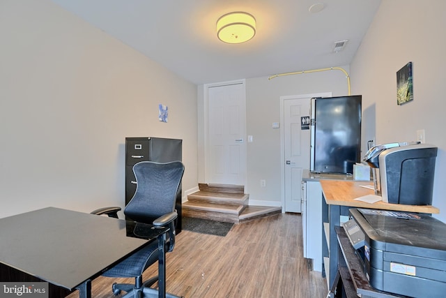 office space featuring wood-type flooring