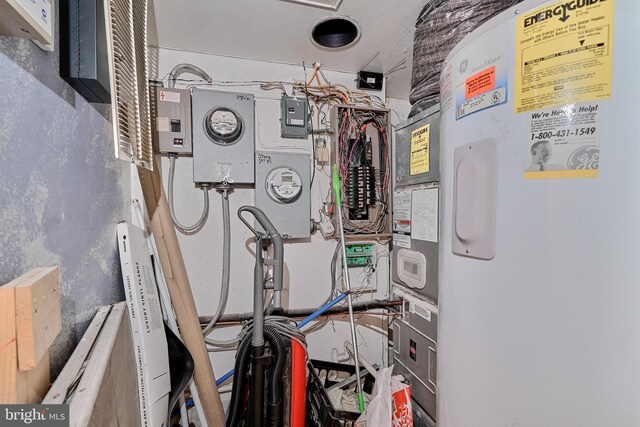 utility room with electric water heater