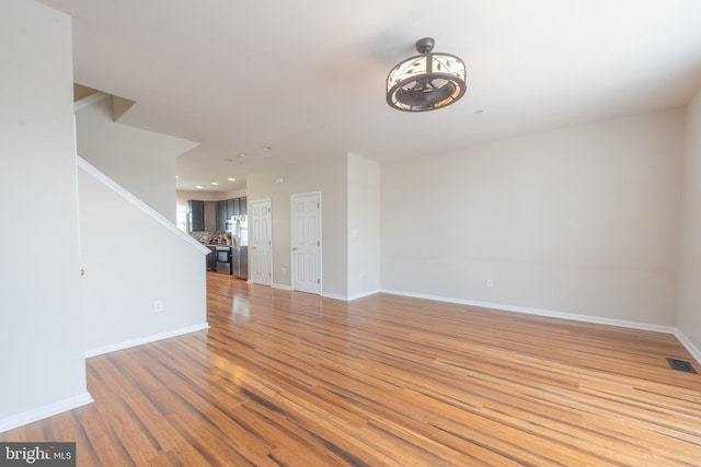 unfurnished living room featuring light hardwood / wood-style floors