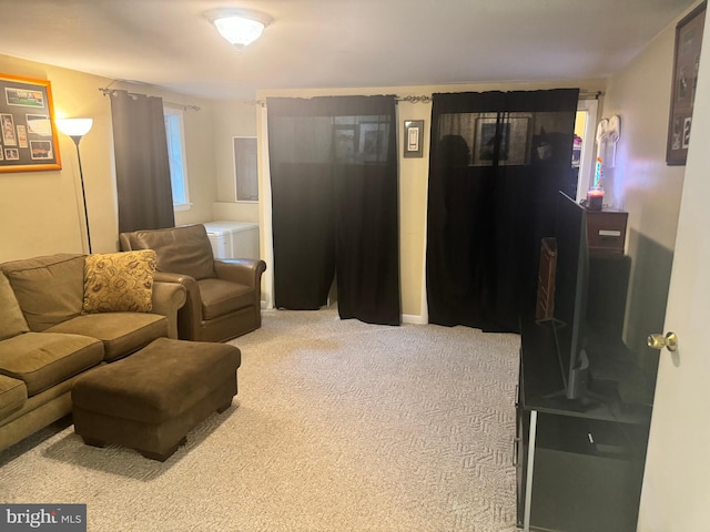 living room with carpet flooring