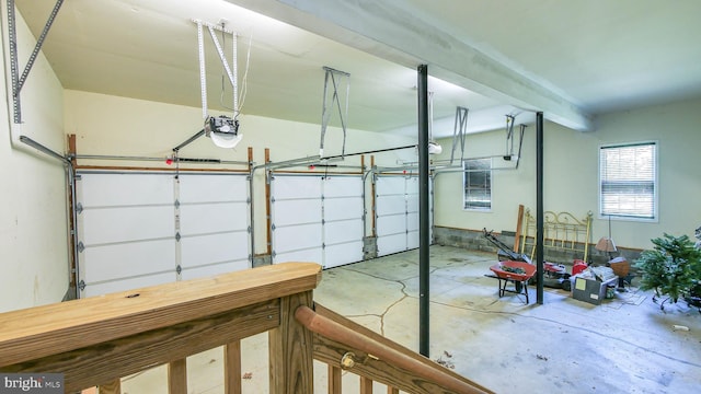 garage with a garage door opener