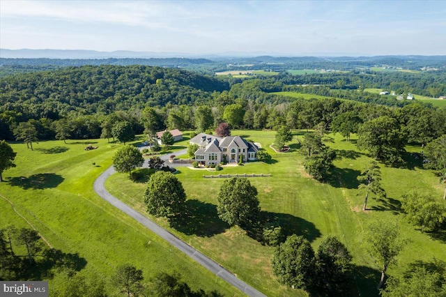 aerial view featuring a rural view