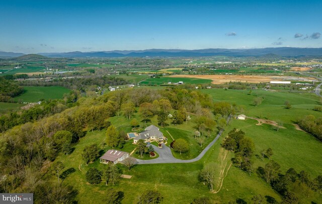 aerial view with a rural view and a mountain view