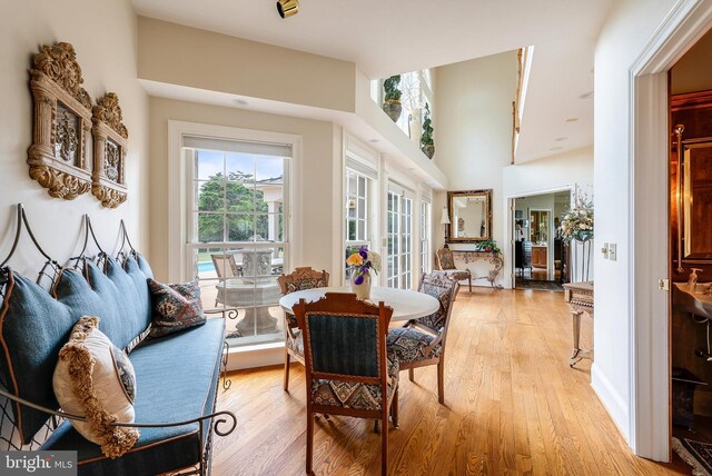 living area featuring light hardwood / wood-style floors