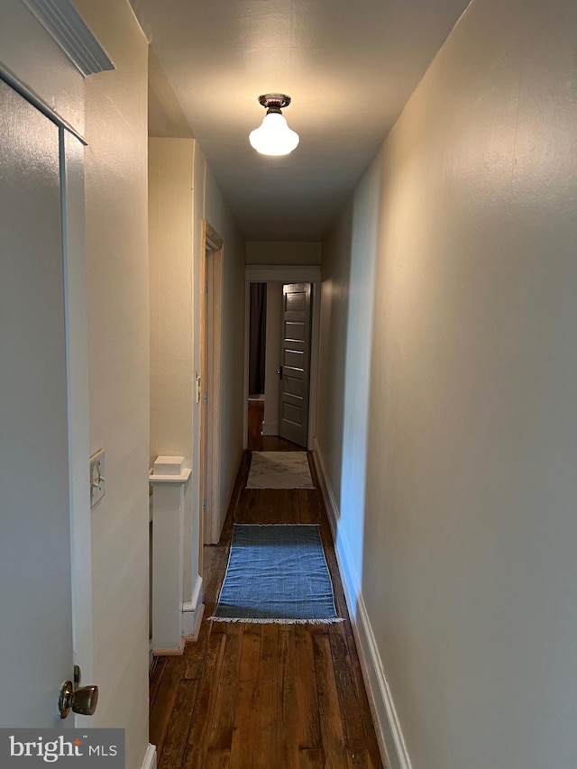 hallway featuring dark hardwood / wood-style floors