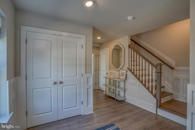 entrance foyer featuring light hardwood / wood-style flooring