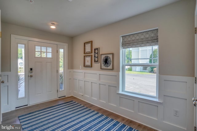 entrance foyer with wood-type flooring and plenty of natural light